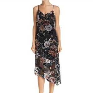 Nanette Lepore Black and Rose Midi Dress